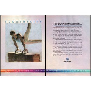 1986 Southern Bell ESSX Business Phone System 2 Page Vintage Print Ad Gymnast